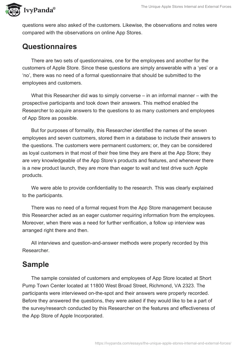 The Unique Apple Stores Internal and External Forces. Page 3