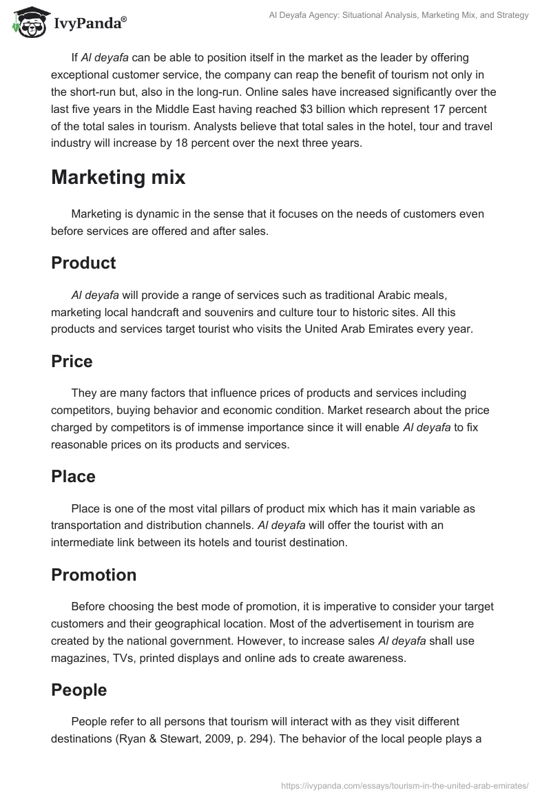 Al Deyafa Agency: Situational Analysis, Marketing Mix, and Strategy. Page 2