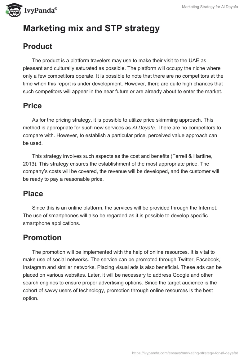 Marketing Strategy for Al Deyafa. Page 2