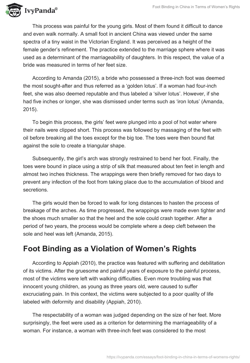 Foot Binding in China in Terms of Women’s Rights. Page 2