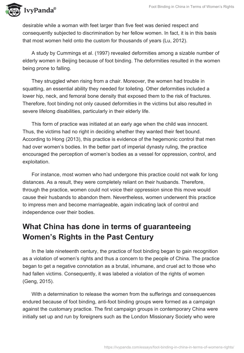 Foot Binding in China in Terms of Women’s Rights. Page 3