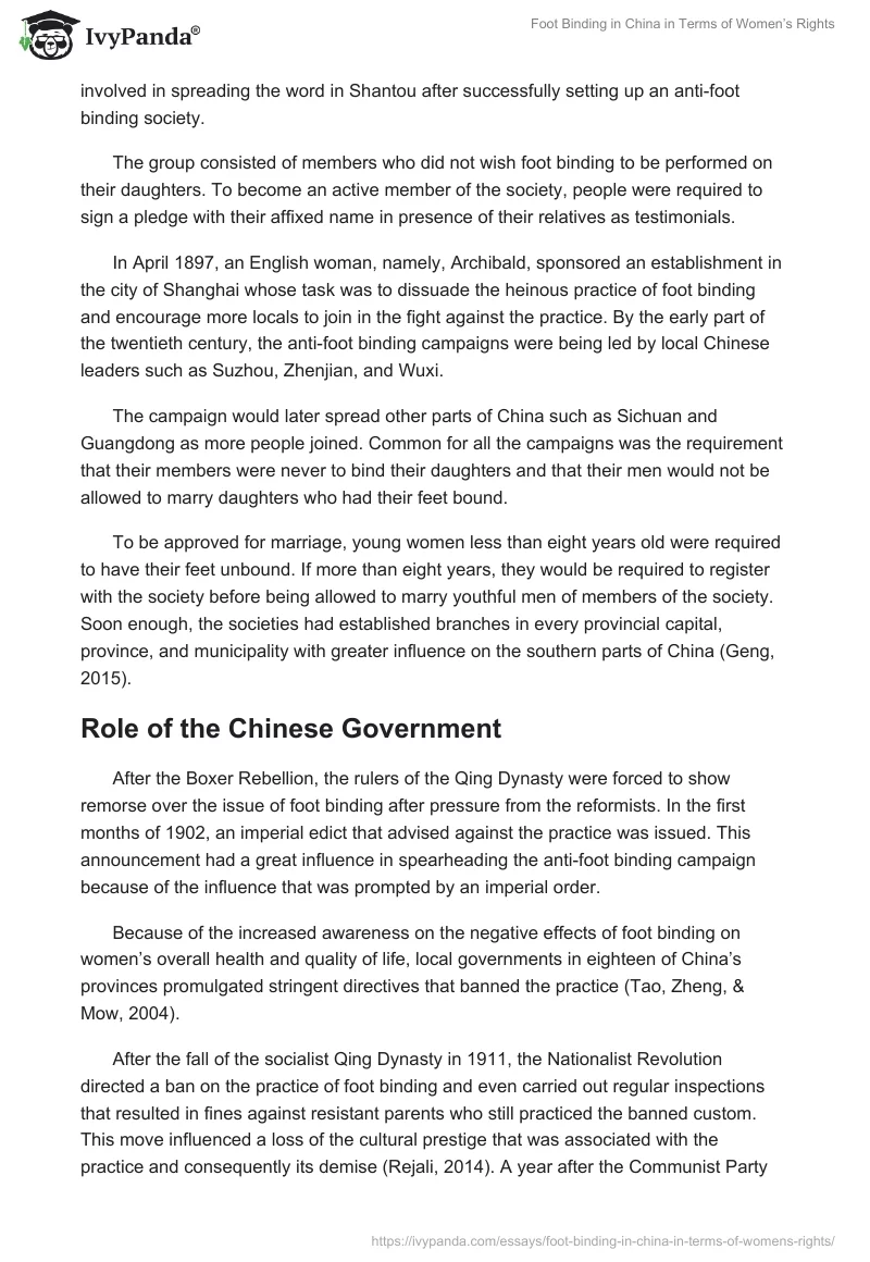 Foot Binding in China in Terms of Women’s Rights. Page 4