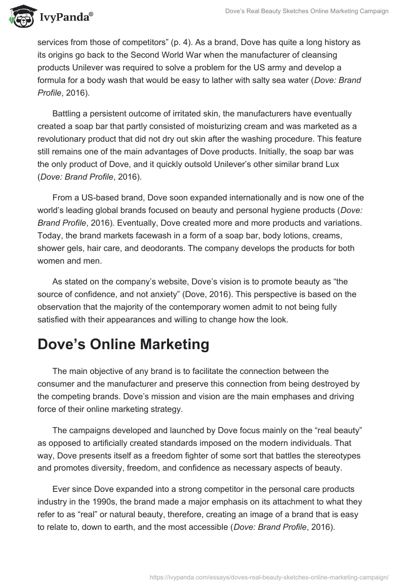 Dove’s Real Beauty Sketches Online Marketing Campaign. Page 2