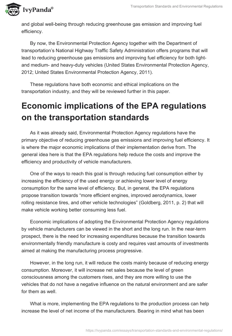 Transportation Standards and Environmental Regulations. Page 3