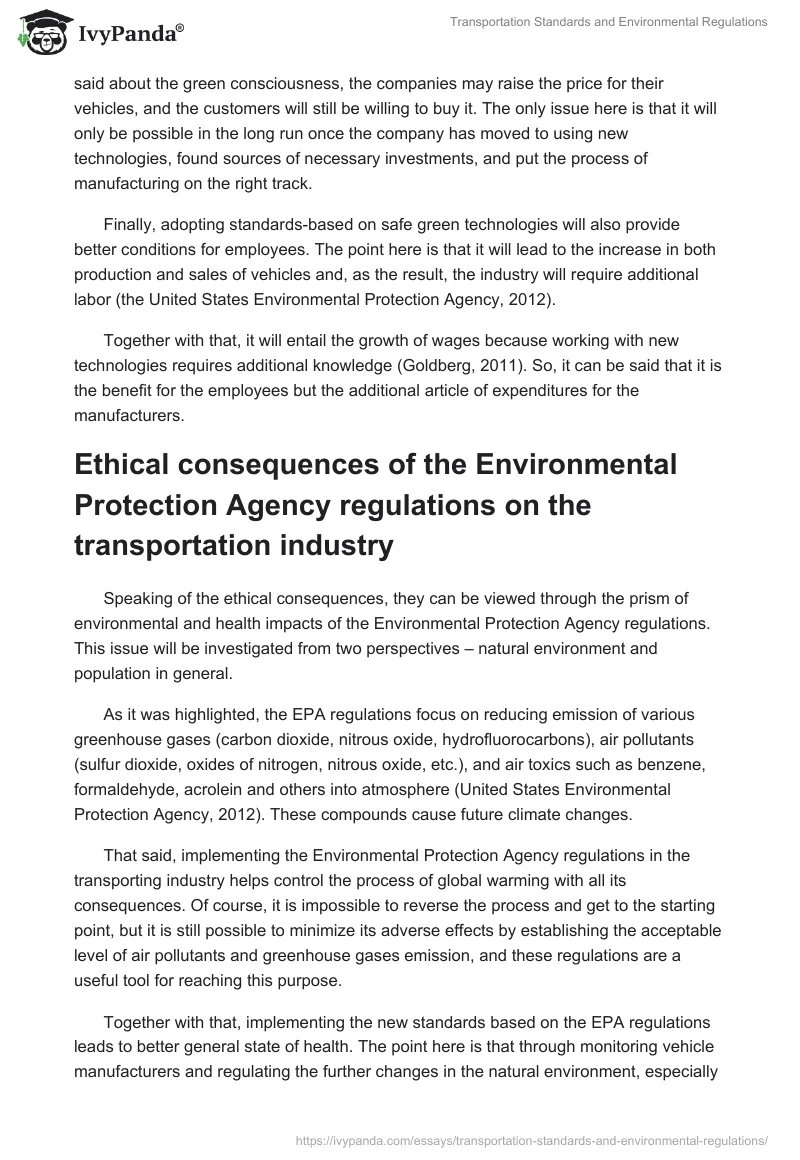 Transportation Standards and Environmental Regulations. Page 4