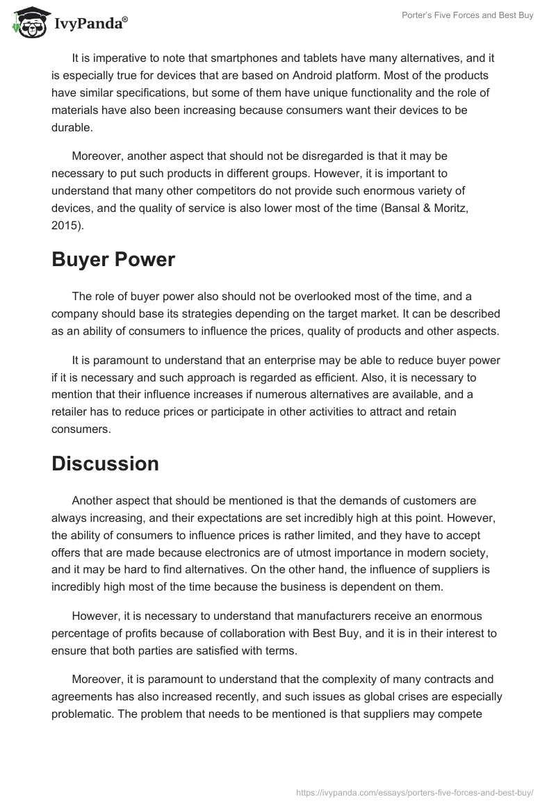 Porter’s Five Forces and Best Buy. Page 2