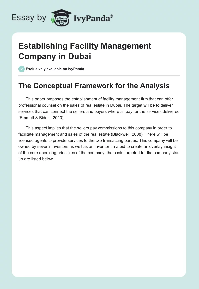 Establishing Facility Management Company in Dubai. Page 1