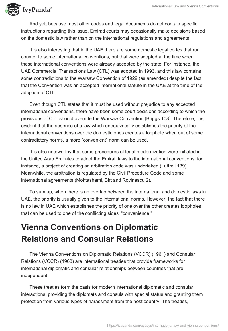 International Law and Vienna Conventions. Page 2