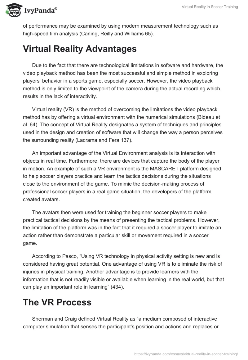 Virtual Reality in Soccer Training. Page 3