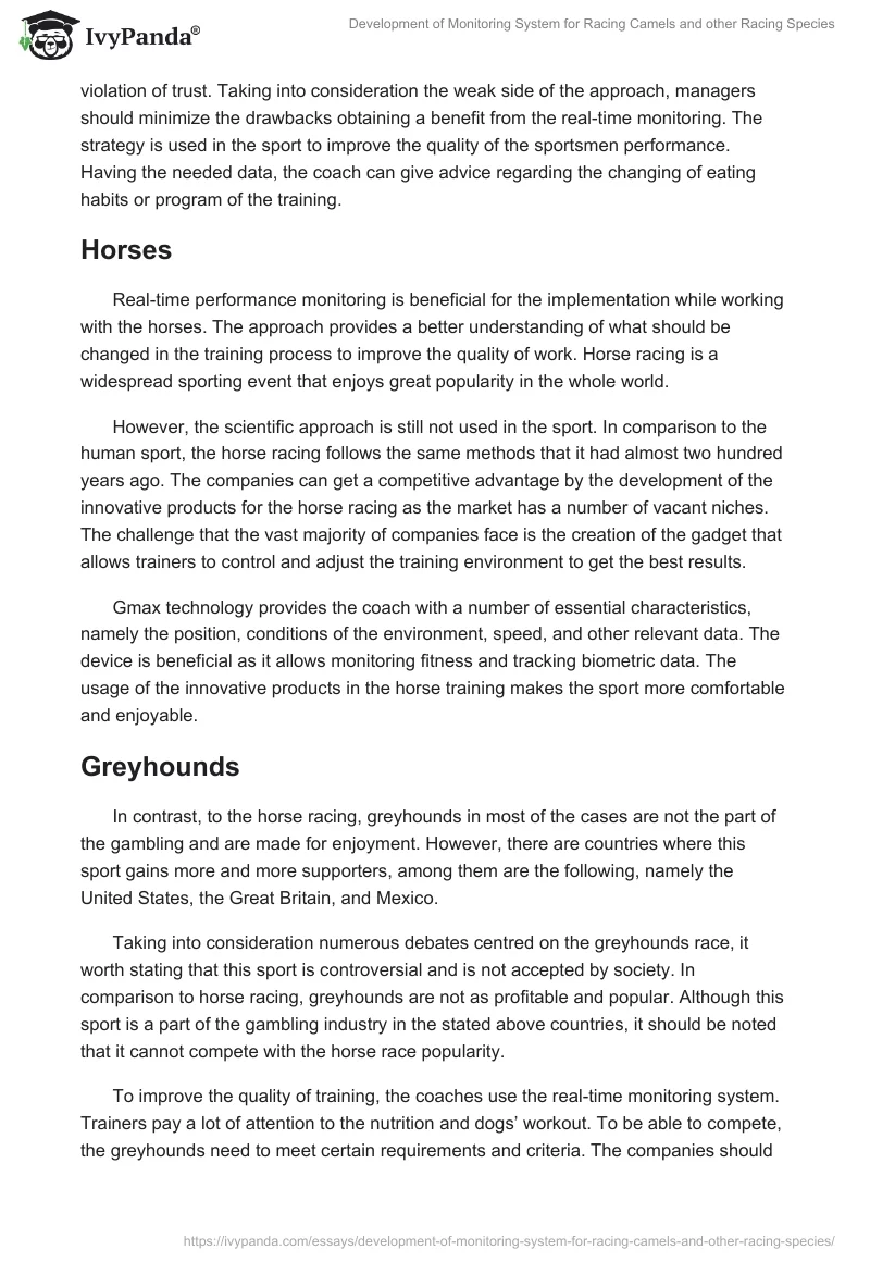 Development of Monitoring System for Racing Camels and other Racing Species. Page 4