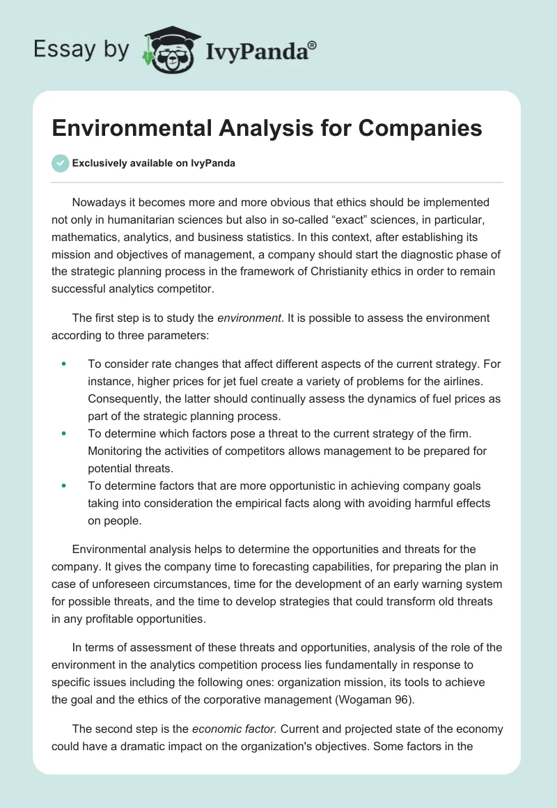 Environmental Analysis for Companies. Page 1