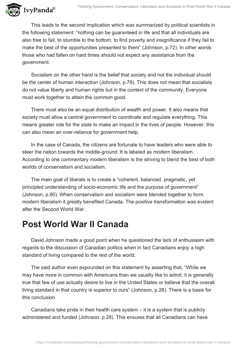 Thinking Government: Conservatism, Liberalism and Socialism in Post World War II Canada. Page 2