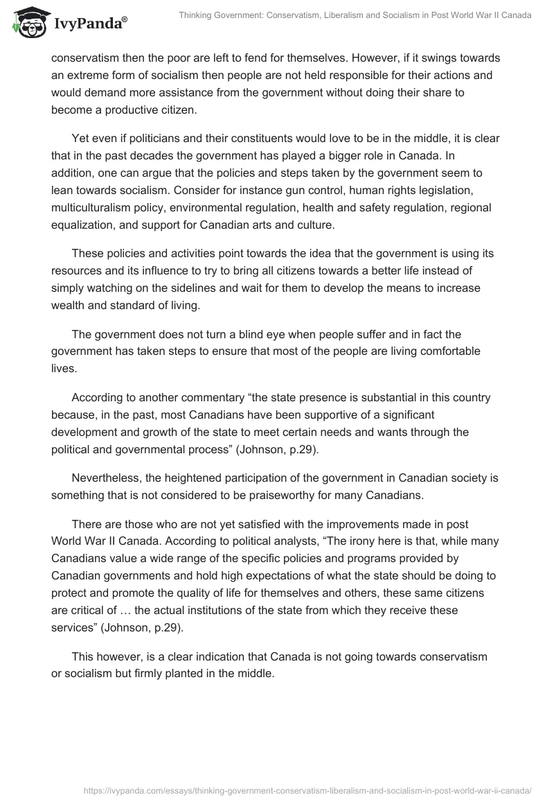 Thinking Government: Conservatism, Liberalism and Socialism in Post World War II Canada. Page 4