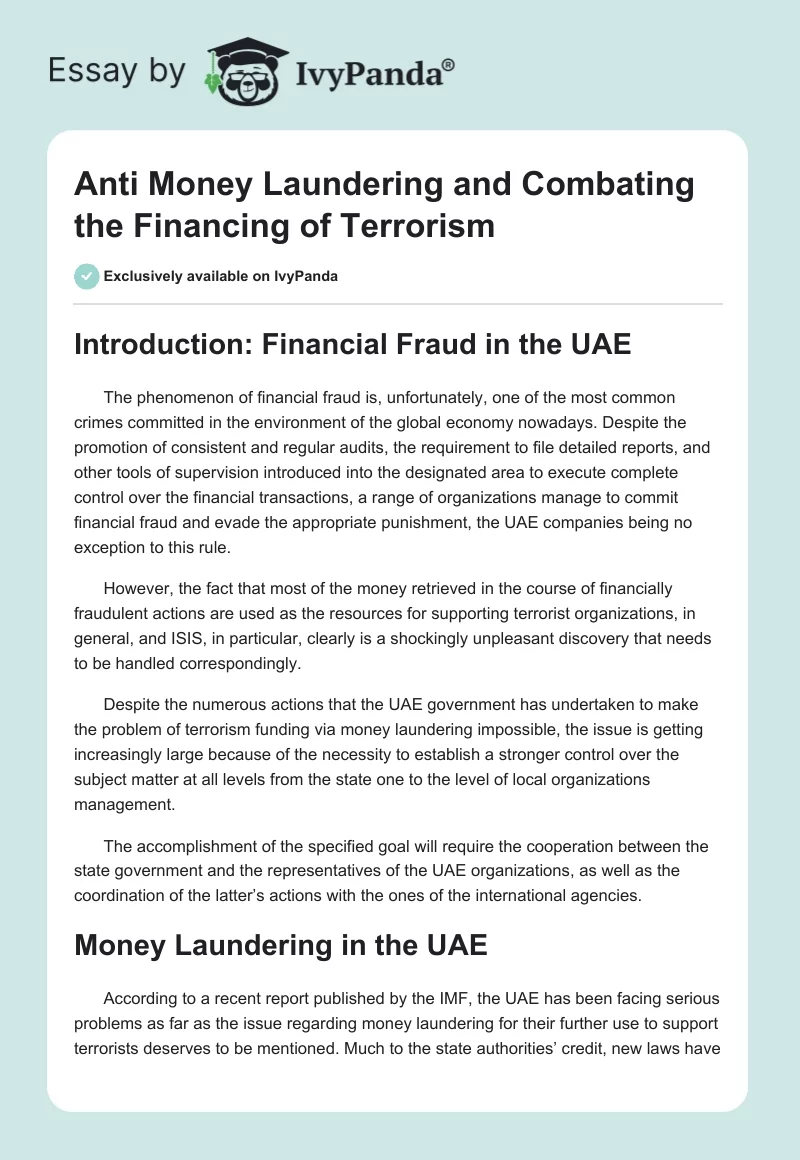 Anti Money Laundering and Combating the Financing of Terrorism. Page 1