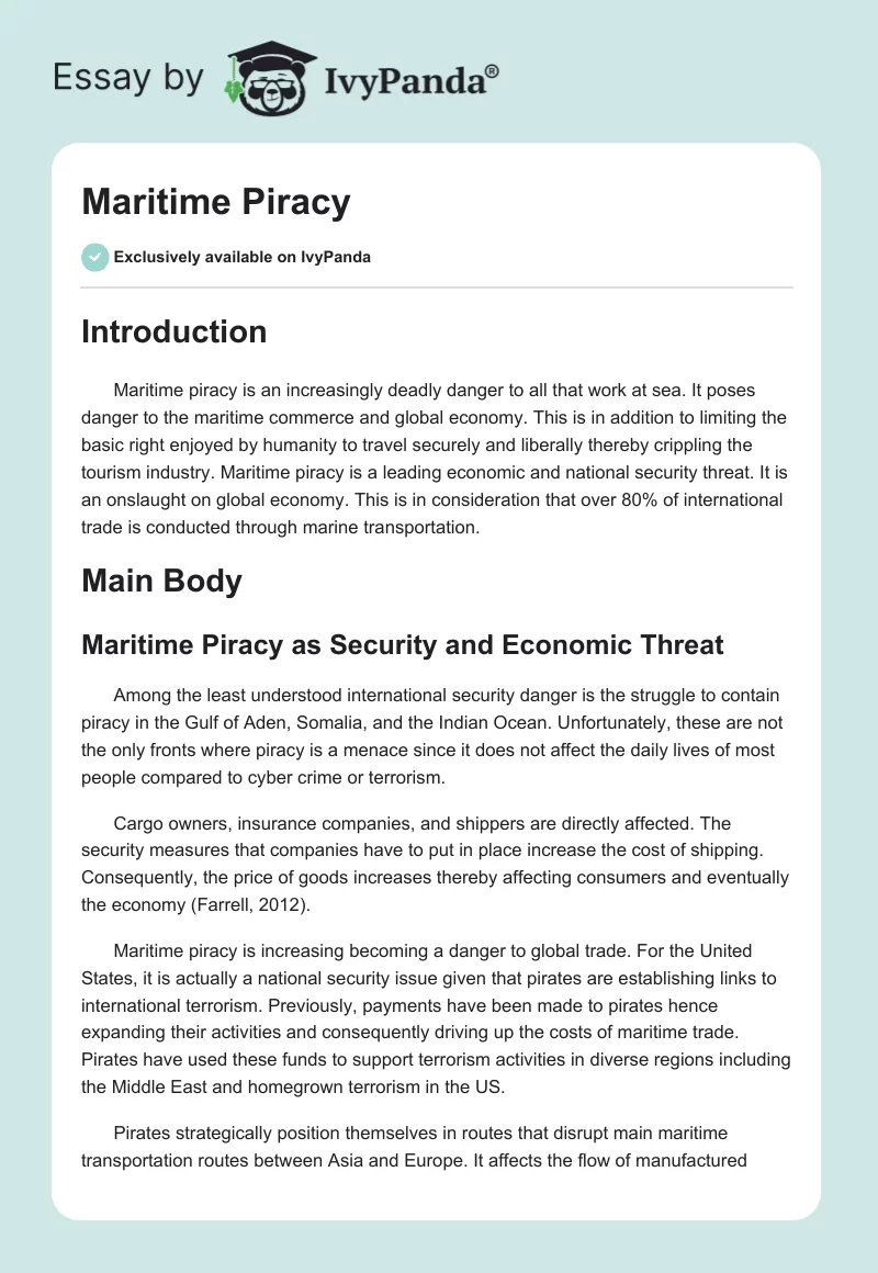 Maritime Piracy. Page 1
