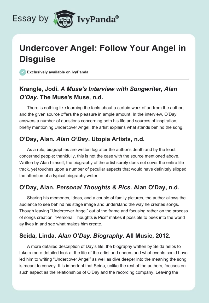 Undercover Angel: Follow Your Angel in Disguise. Page 1