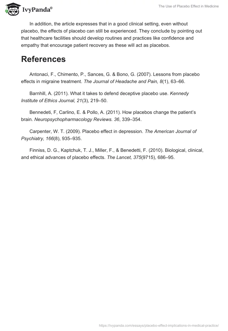 The Use of Placebo Effect in Medicine. Page 3