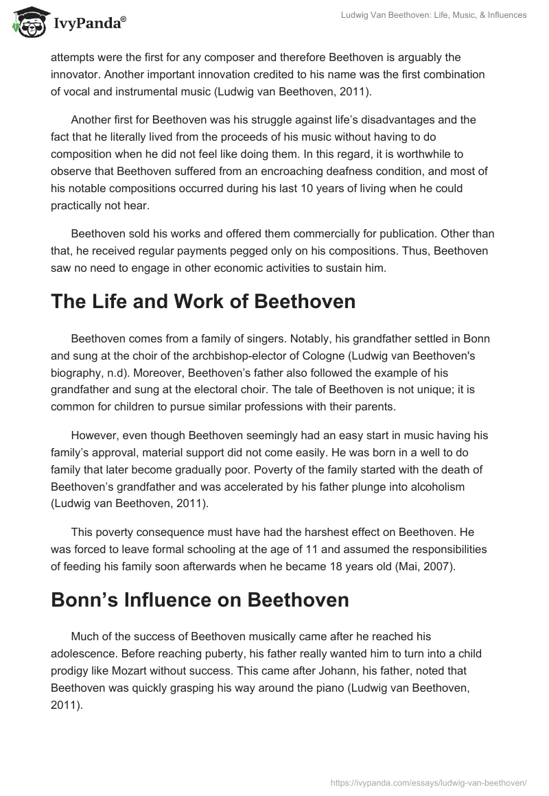 Ludwig Van Beethoven: Life, Music, & Influences. Page 2