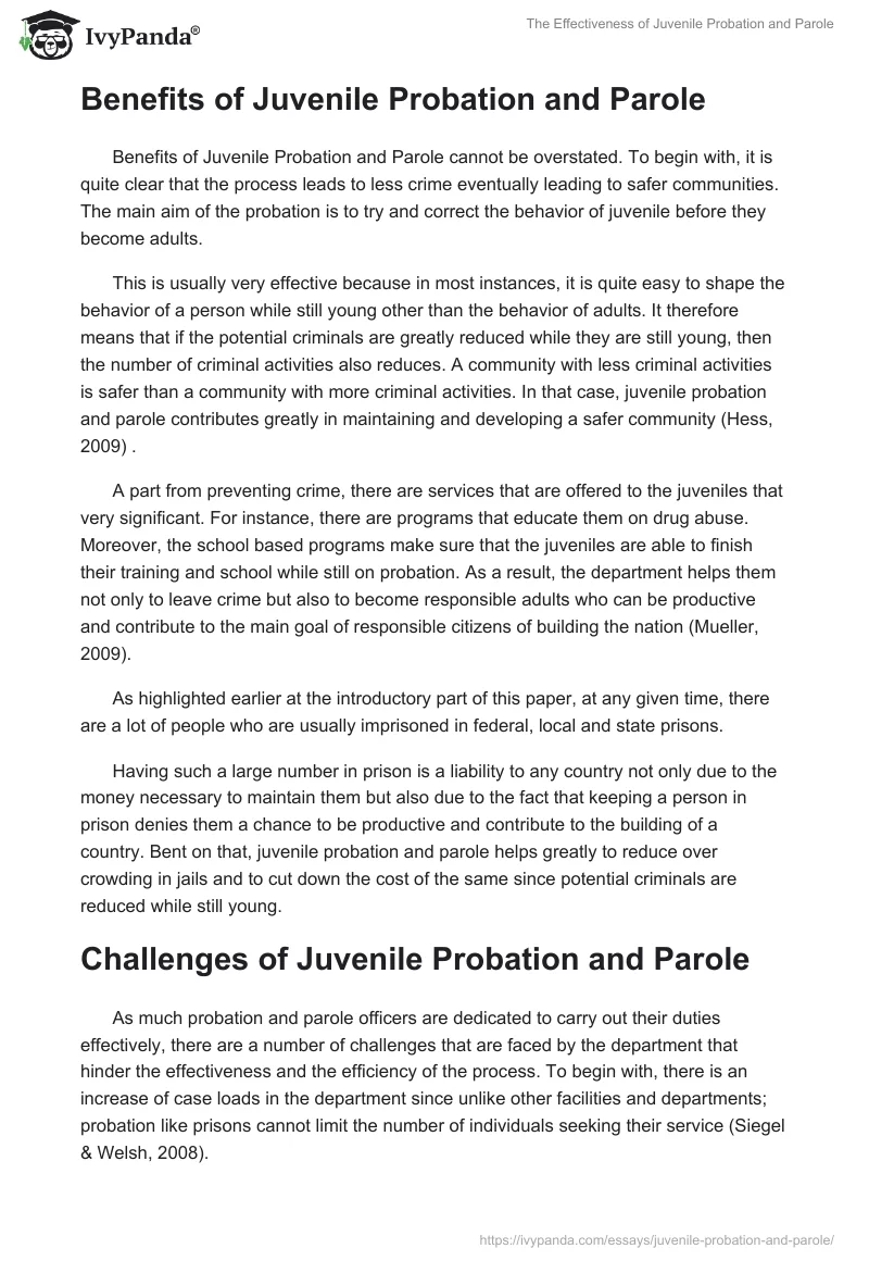 The Effectiveness of Juvenile Probation and Parole. Page 3