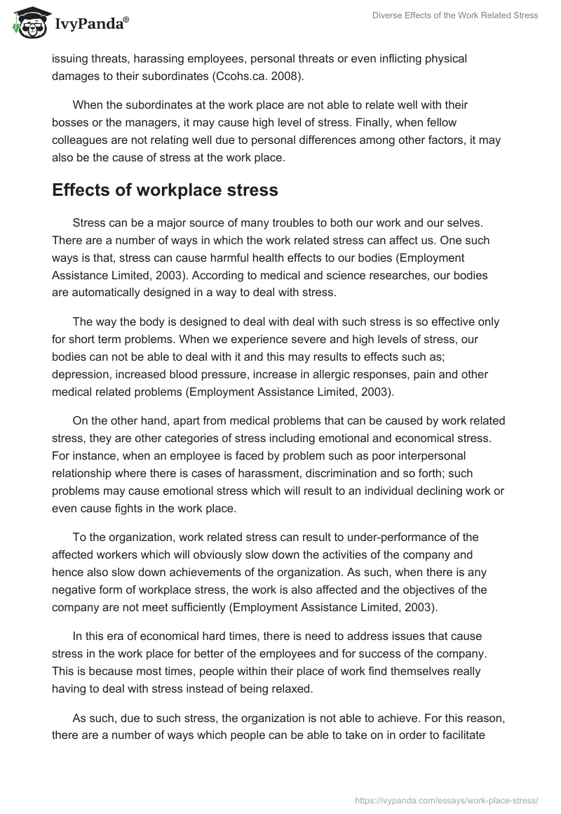 Diverse Effects of the Work Related Stress. Page 3