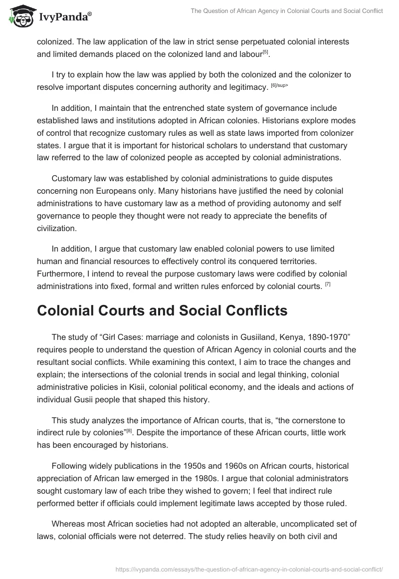 The Question of African Agency in Colonial Courts and Social Conflict. Page 2
