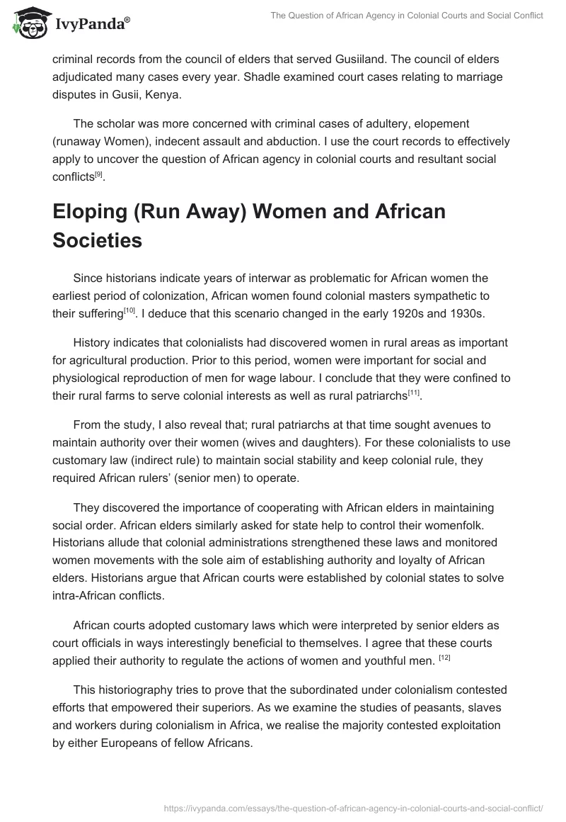 The Question of African Agency in Colonial Courts and Social Conflict. Page 3