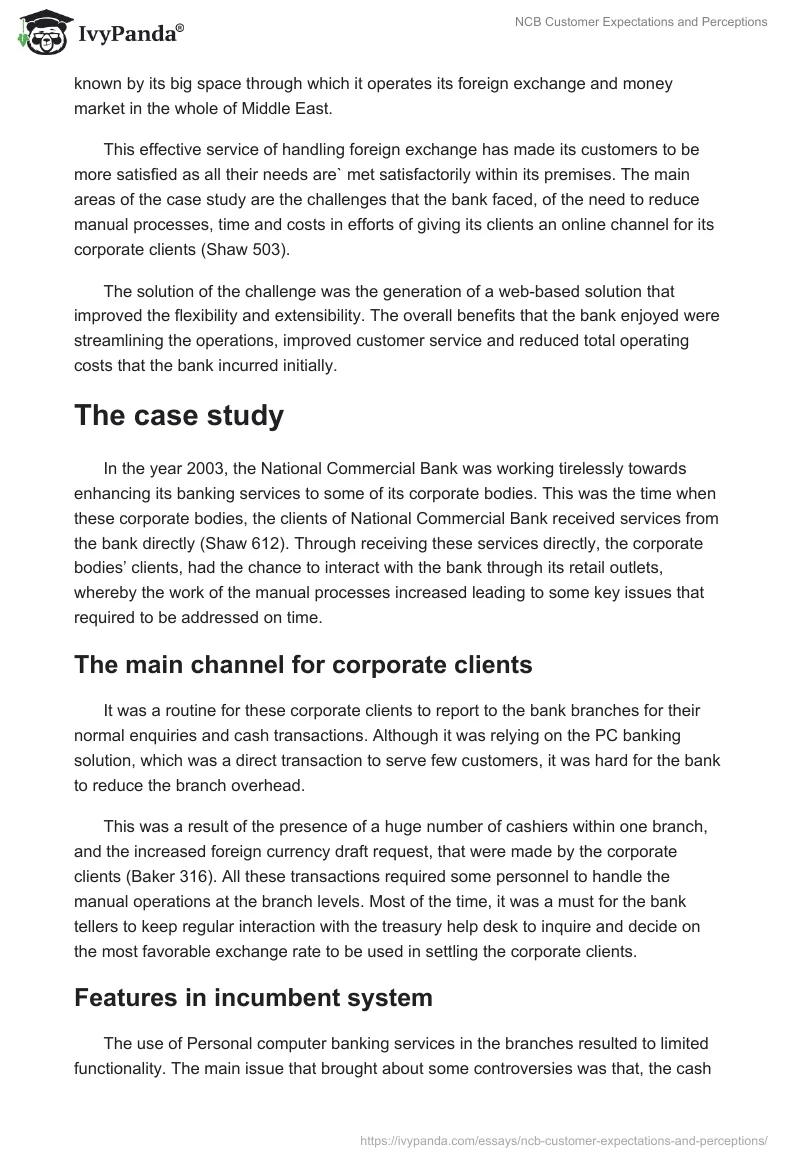 NCB Customer Expectations and Perceptions. Page 2
