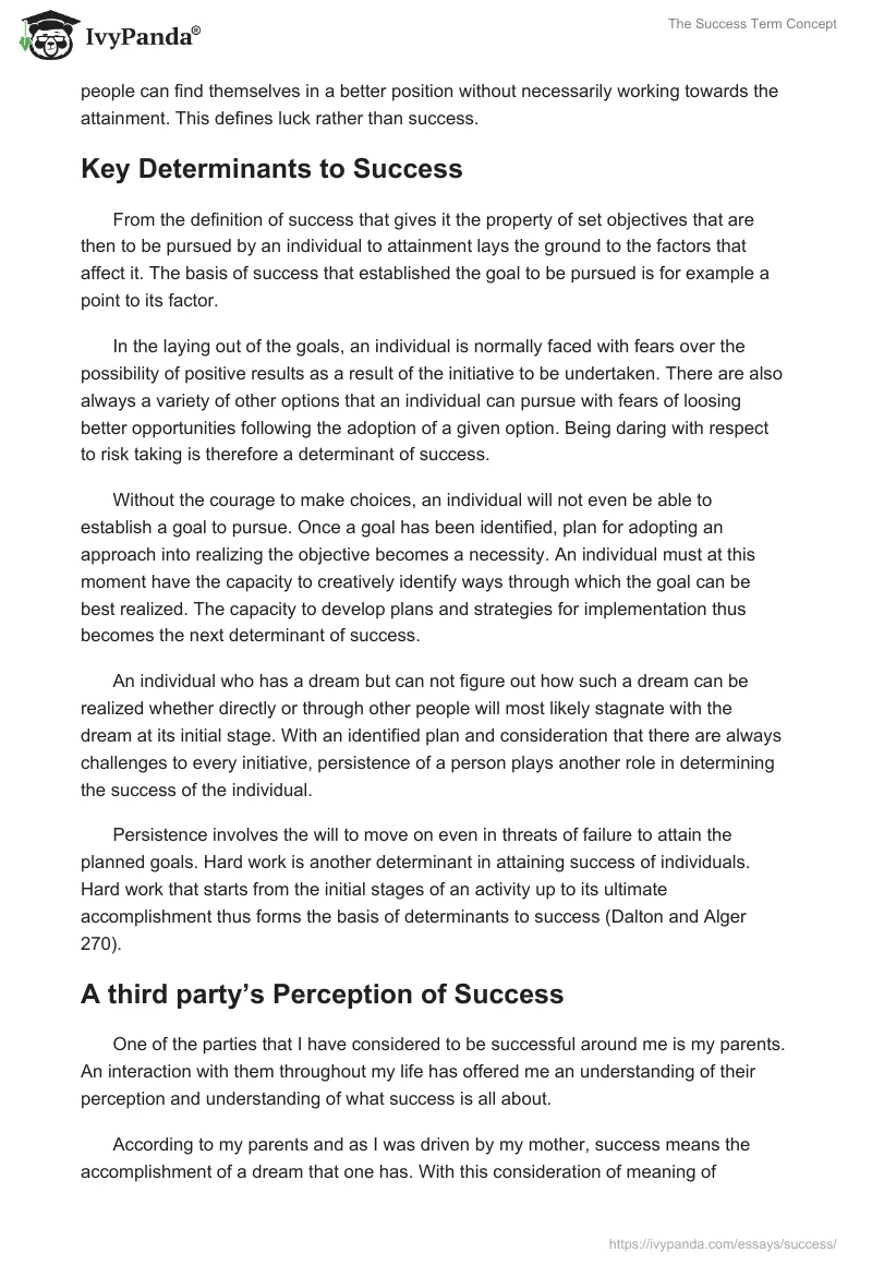 The "Success" Term Concept. Page 2