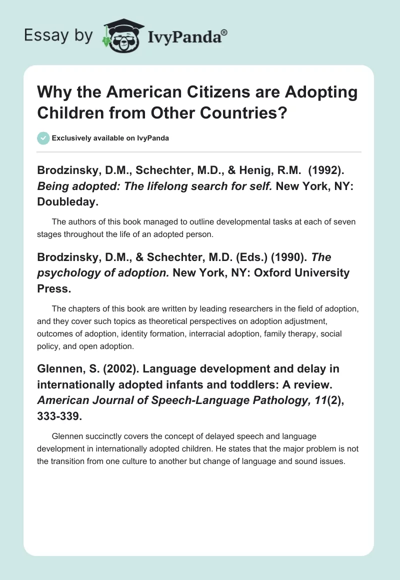 Why the American Citizens are Adopting Children from Other Countries?. Page 1