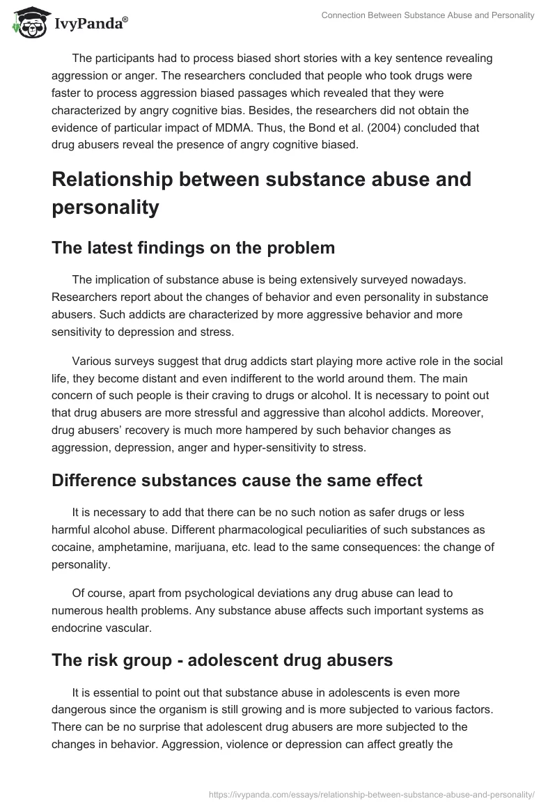 Connection Between Substance Abuse and Personality. Page 3