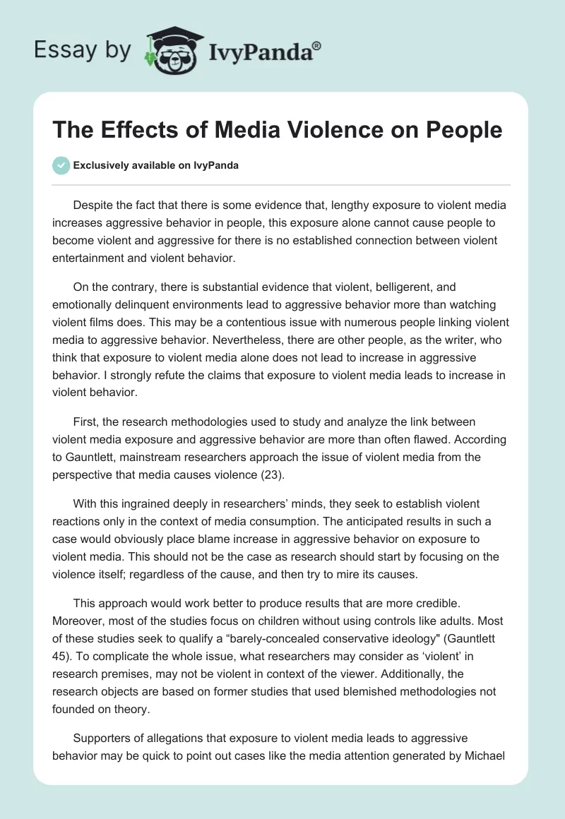 The Effects of Media Violence on People. Page 1