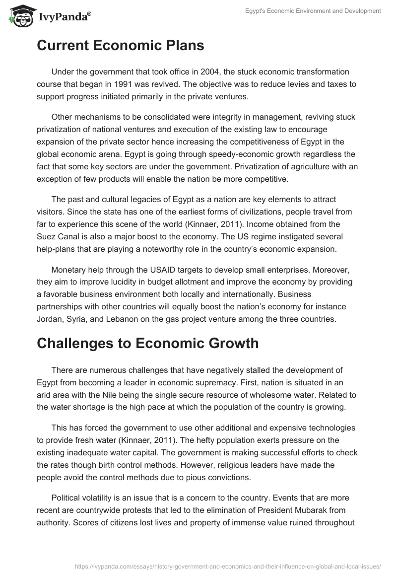 Egypt's Economic Environment and Development. Page 4