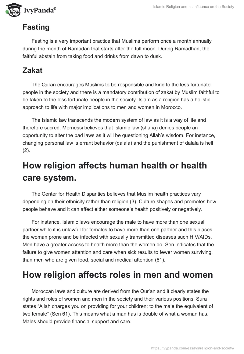 Islamic Religion and Its Influence on the Society. Page 3