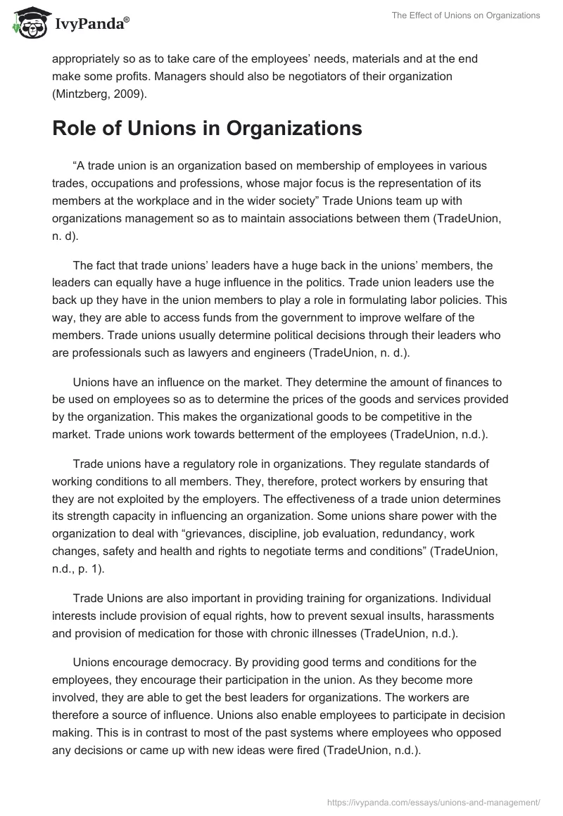 The Effect of Unions on Organizations. Page 2