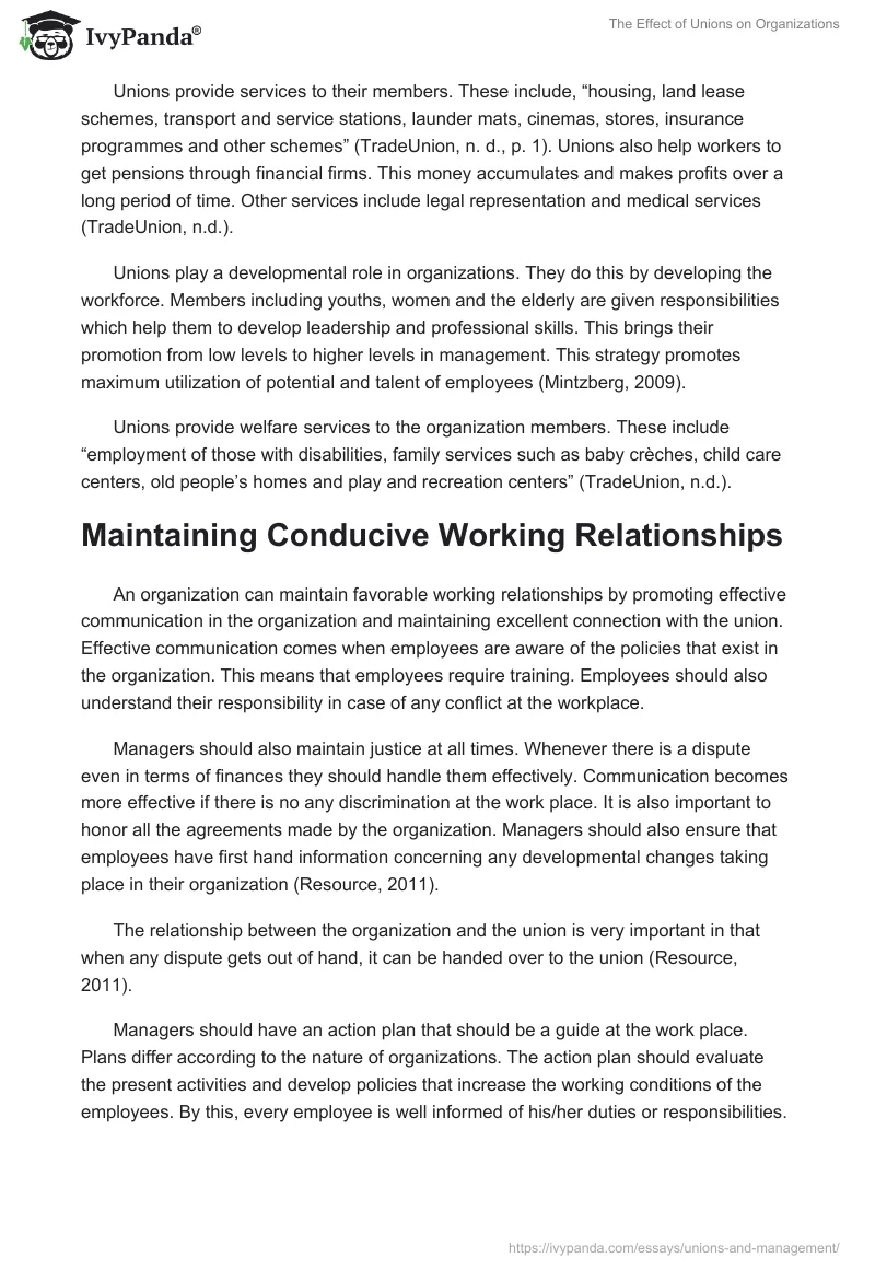 The Effect of Unions on Organizations. Page 3