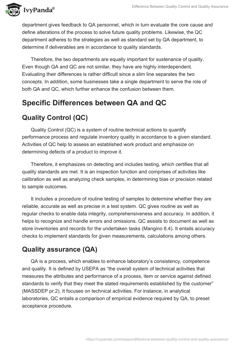Difference Between Quality Control and Quality Assurance. Page 3