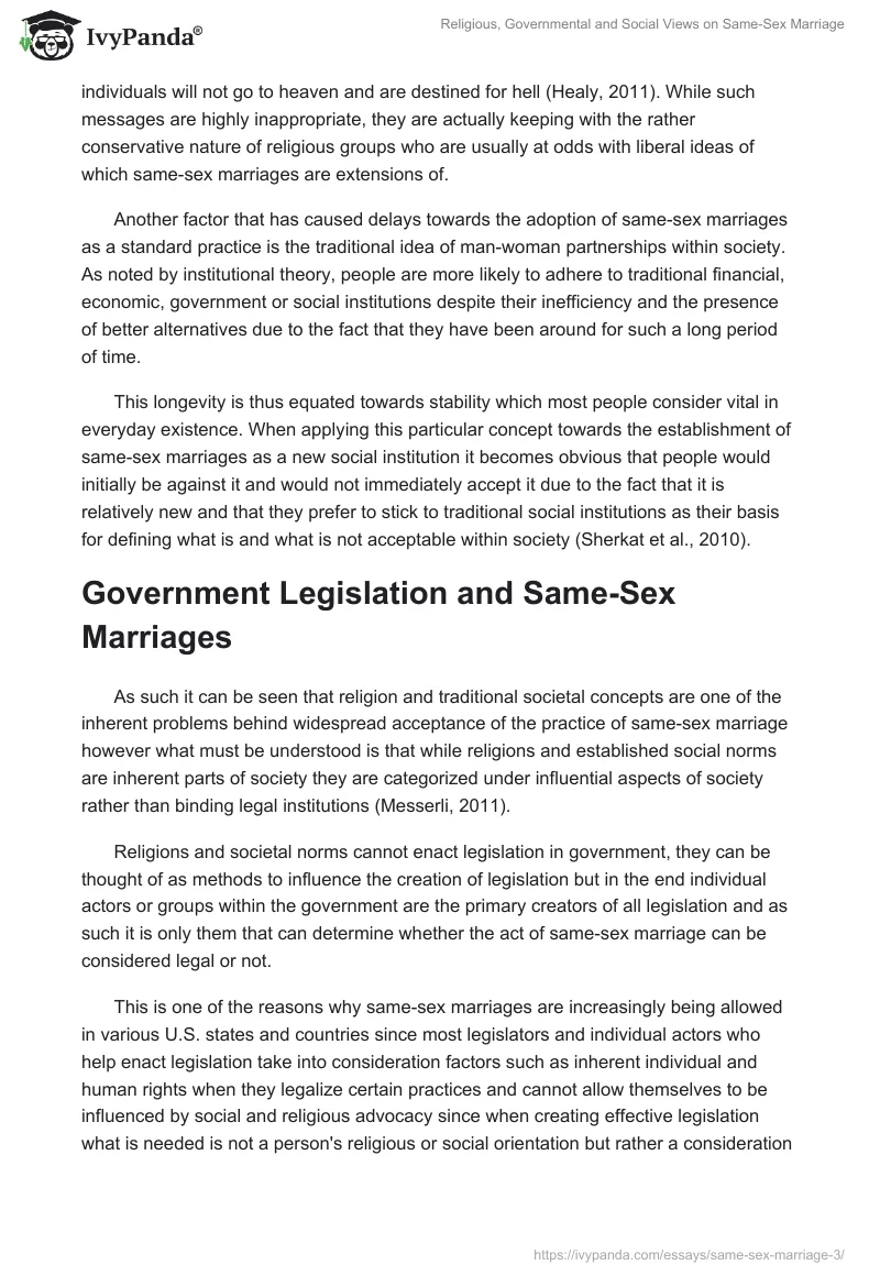 Religious, Governmental and Social Views on Same-Sex Marriage. Page 3
