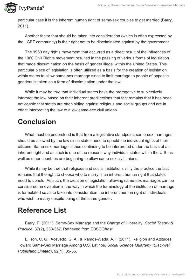 Religious, Governmental and Social Views on Same-Sex Marriage. Page 5