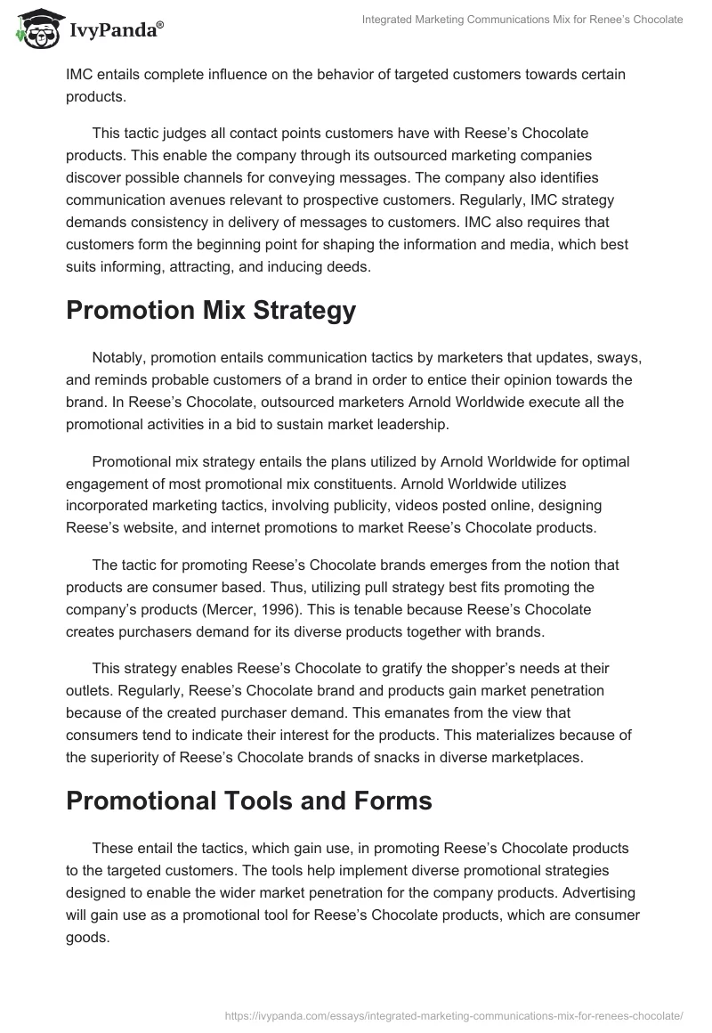 Integrated Marketing Communications Mix for Renee’s Chocolate. Page 2