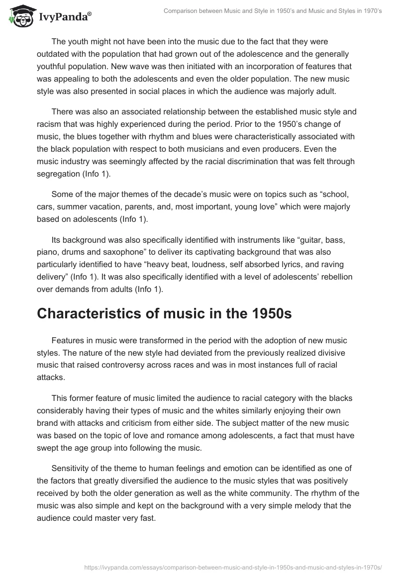 Comparison Between Music and Style in 1950’s and Music and Styles in 1970’s. Page 3