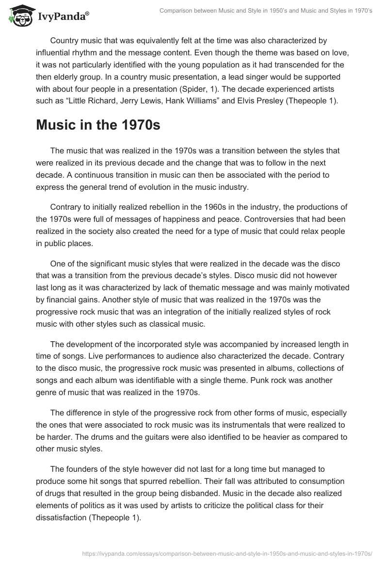 Comparison Between Music and Style in 1950’s and Music and Styles in 1970’s. Page 4