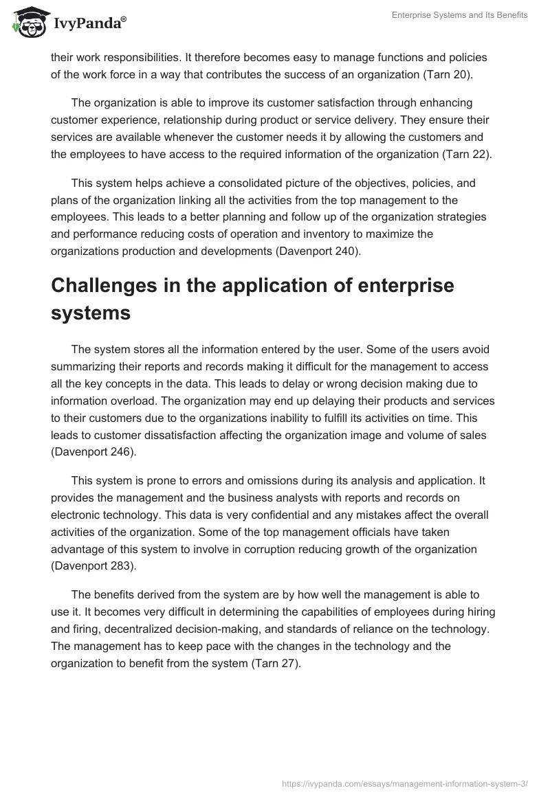 Enterprise Systems and Its Benefits. Page 2
