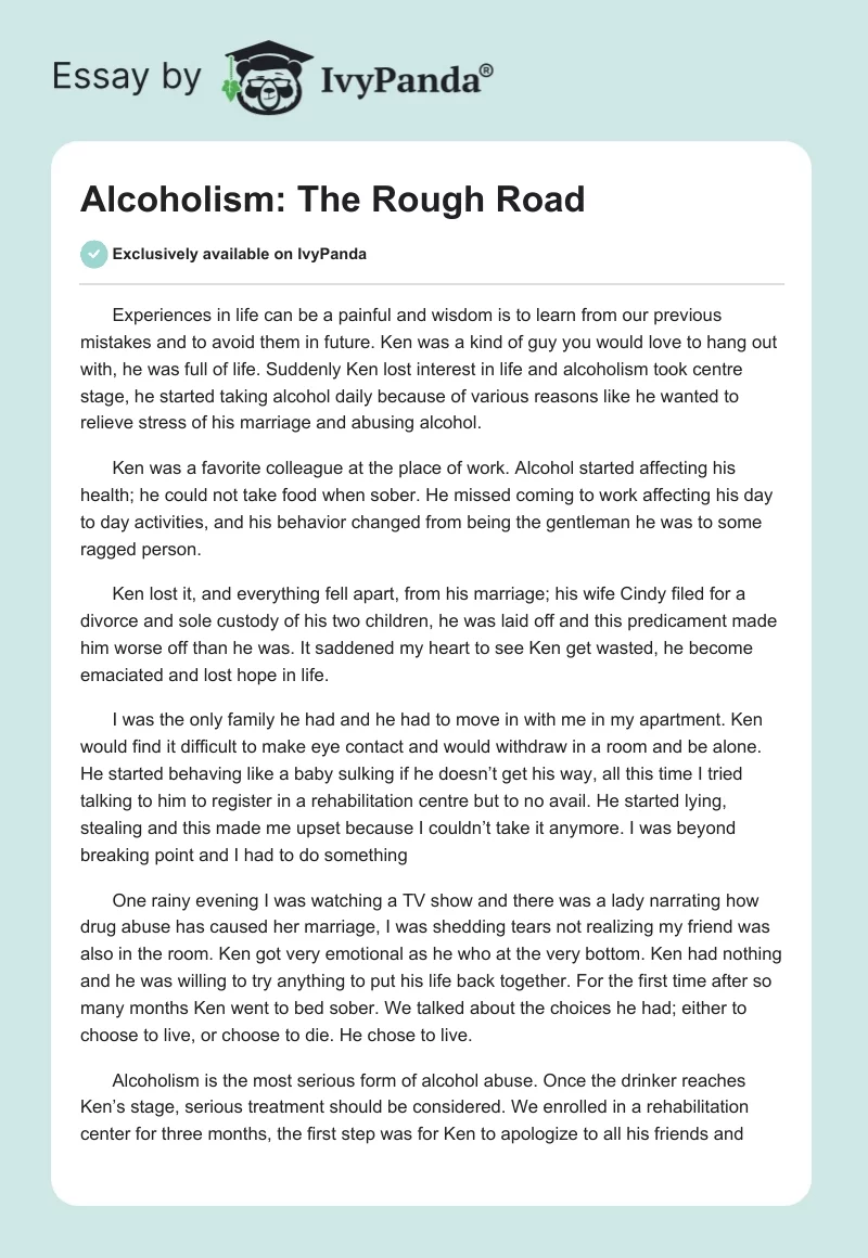 Alcoholism: The Rough Road. Page 1