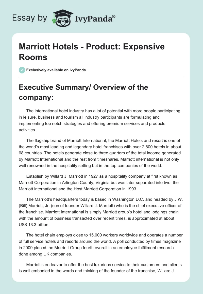 Marriott Hotels - Product: "Expensive Rooms". Page 1