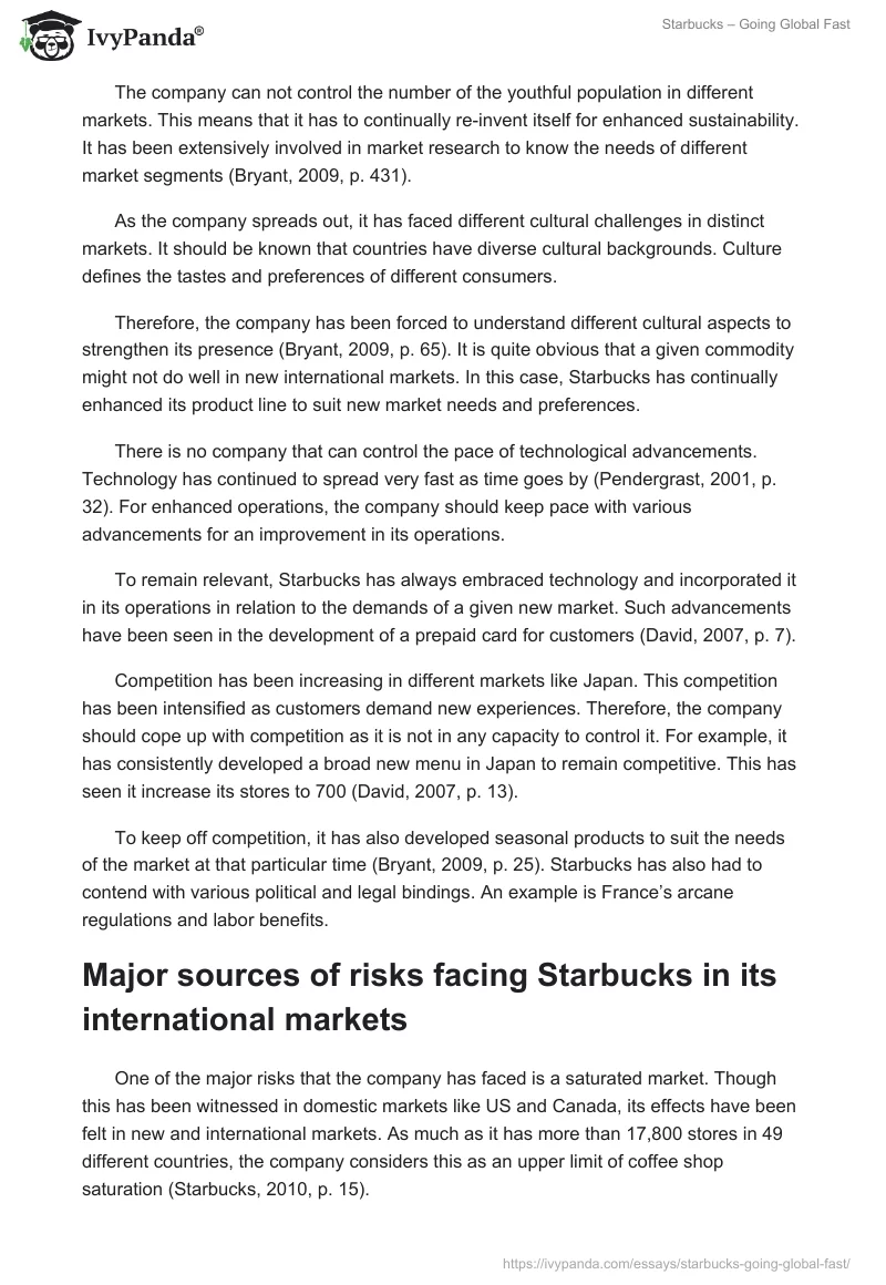 Starbucks – Going Global Fast. Page 3