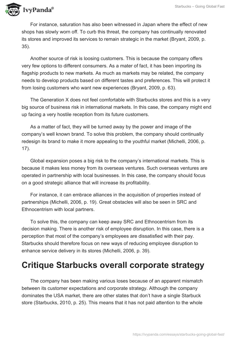 Starbucks – Going Global Fast. Page 4