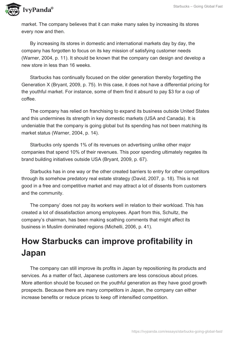 Starbucks – Going Global Fast. Page 5