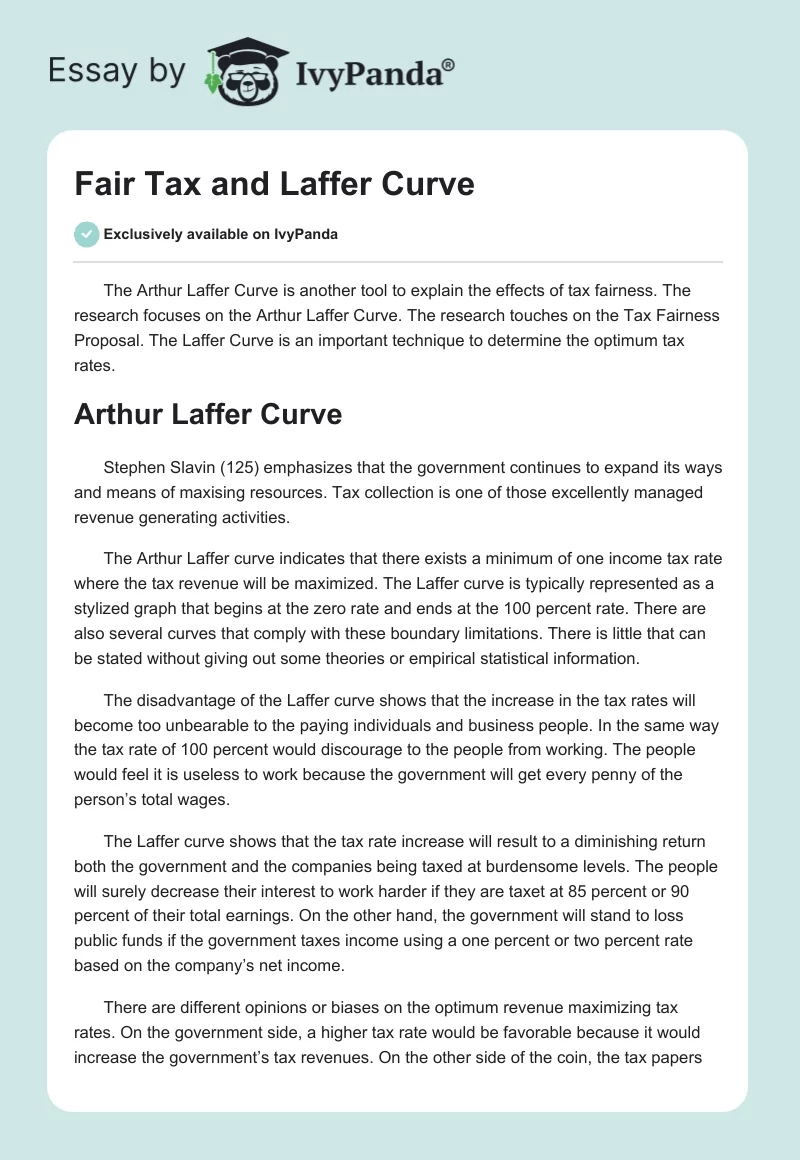 Fair Tax and Laffer Curve. Page 1