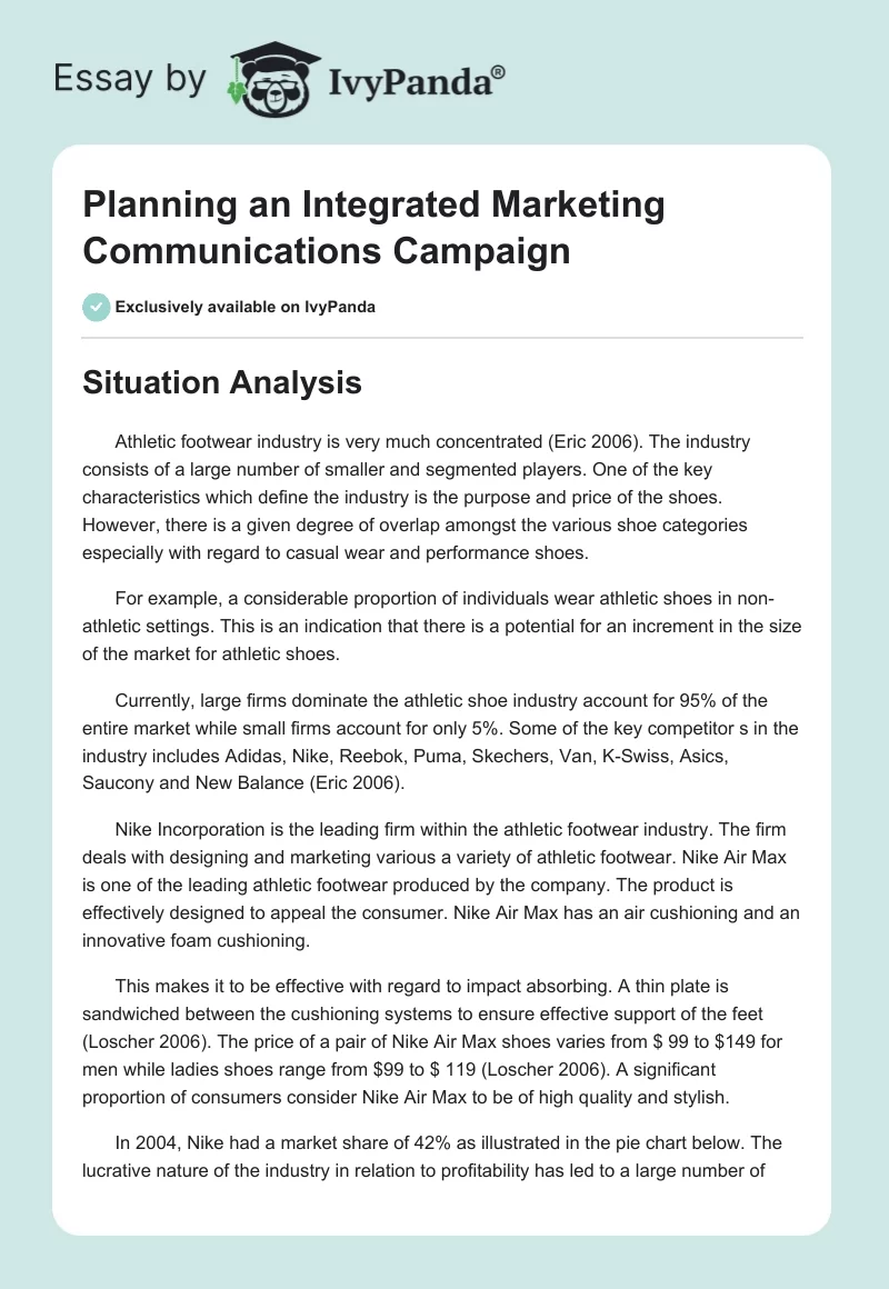 Planning an Integrated Marketing Communications Campaign. Page 1