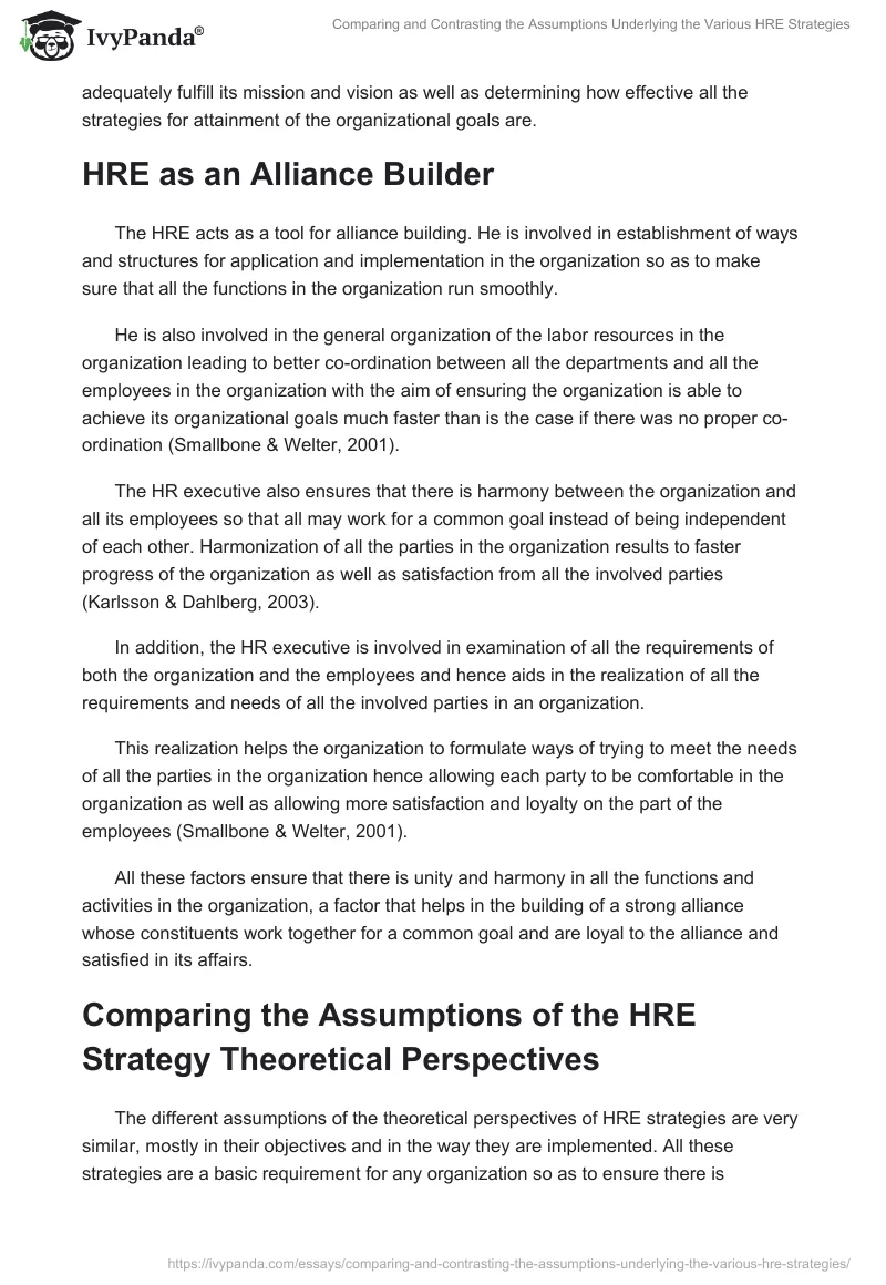 Comparing and Contrasting the Assumptions Underlying the Various HRE Strategies. Page 5